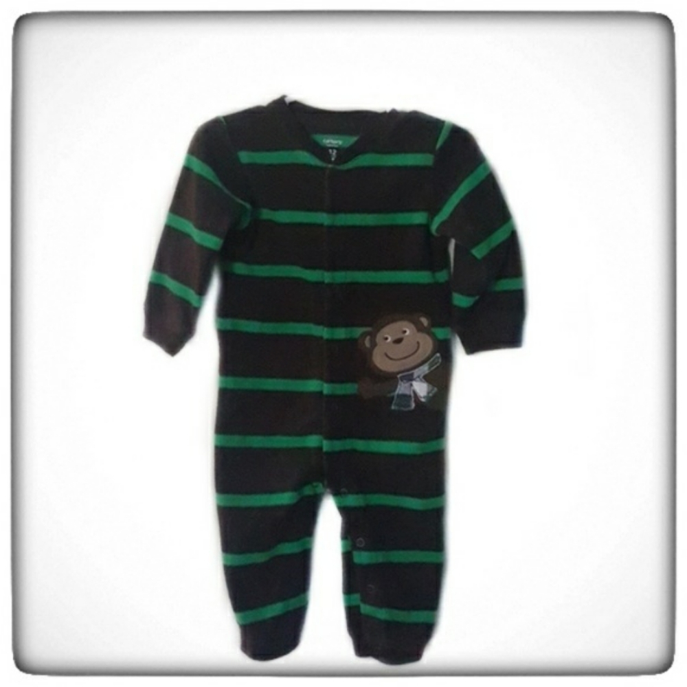 Carter's Green & Brown Snap Footless PJ Onsie-12M